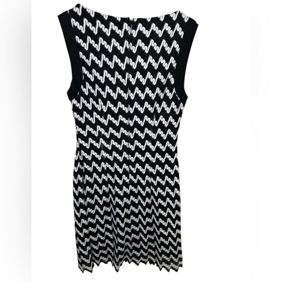 Cache Women's Black White Zig Chevron Embroidered Lace Dress Size 4 - Picture 4 of 8